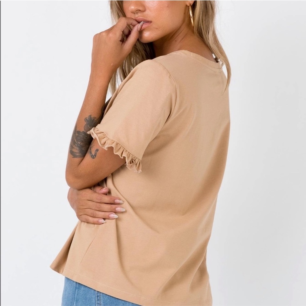 Princess Polly Ruffle Sleeve Tee - Tan - Picture 2 of 6